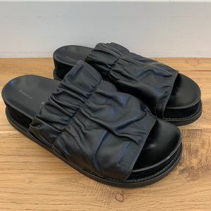 Porenza Schouler Black Leather Platform Sandals Size 7